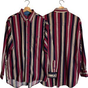 Vintage Twenty X by Wrangler Corduroy Striped Button Down Shirt Men L 16.5 33/34